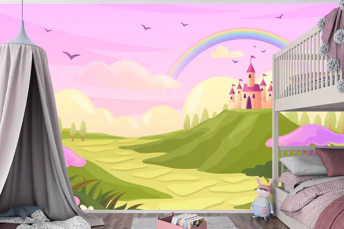 Elle Çizilmiş Peri Masalı Arka Plan Çocuk Odası Duvar Kağıdı 