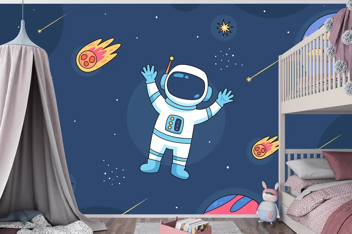 Elle Çizilmiş Galaxy Yıldız Çocuk Odası Duvar Kağıdı