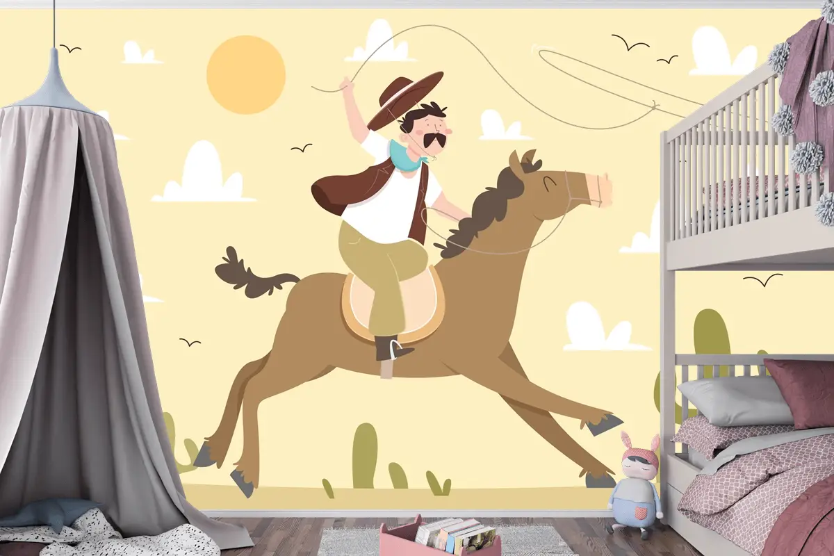 Elle Çizilmiş Gaucho Arka Plan Çocuk Odası Duvar Kağıdı 