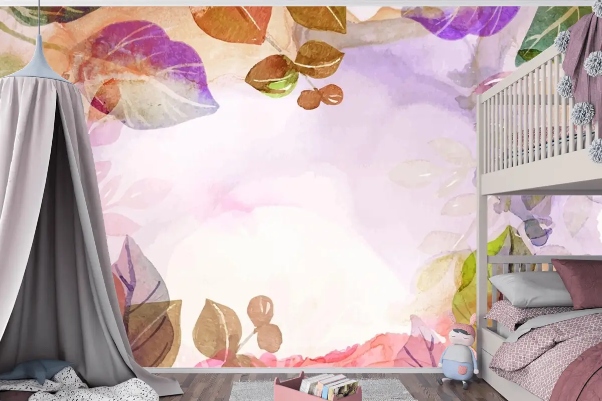 El Boyalı Suluboya Doğa Arka Plan Çocuk Odası Duvar Kağıdı