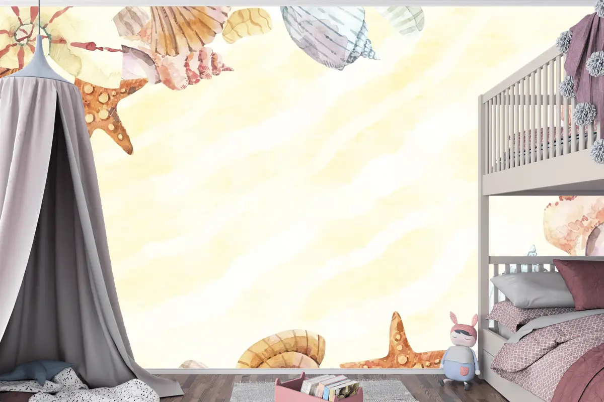 El Boyalı Suluboya Yaz Çocuk Odası Duvar Kağıdı 