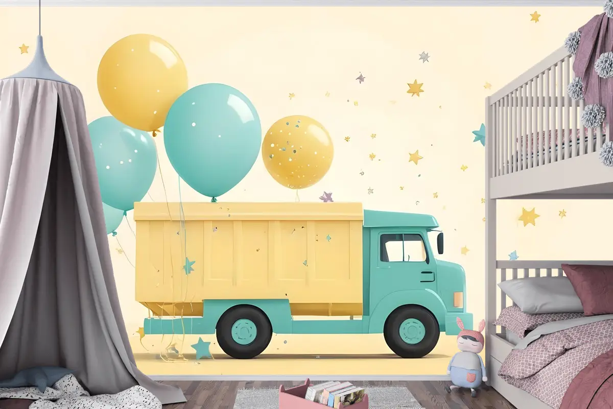 Kamyon Balon Çocuk Odası Duvar Kağıdı