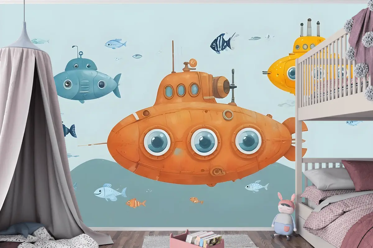 Kids Boys Denizaltı Çocuk Odası Duvar Kağıdı  Ile Suluboya Sualtı
