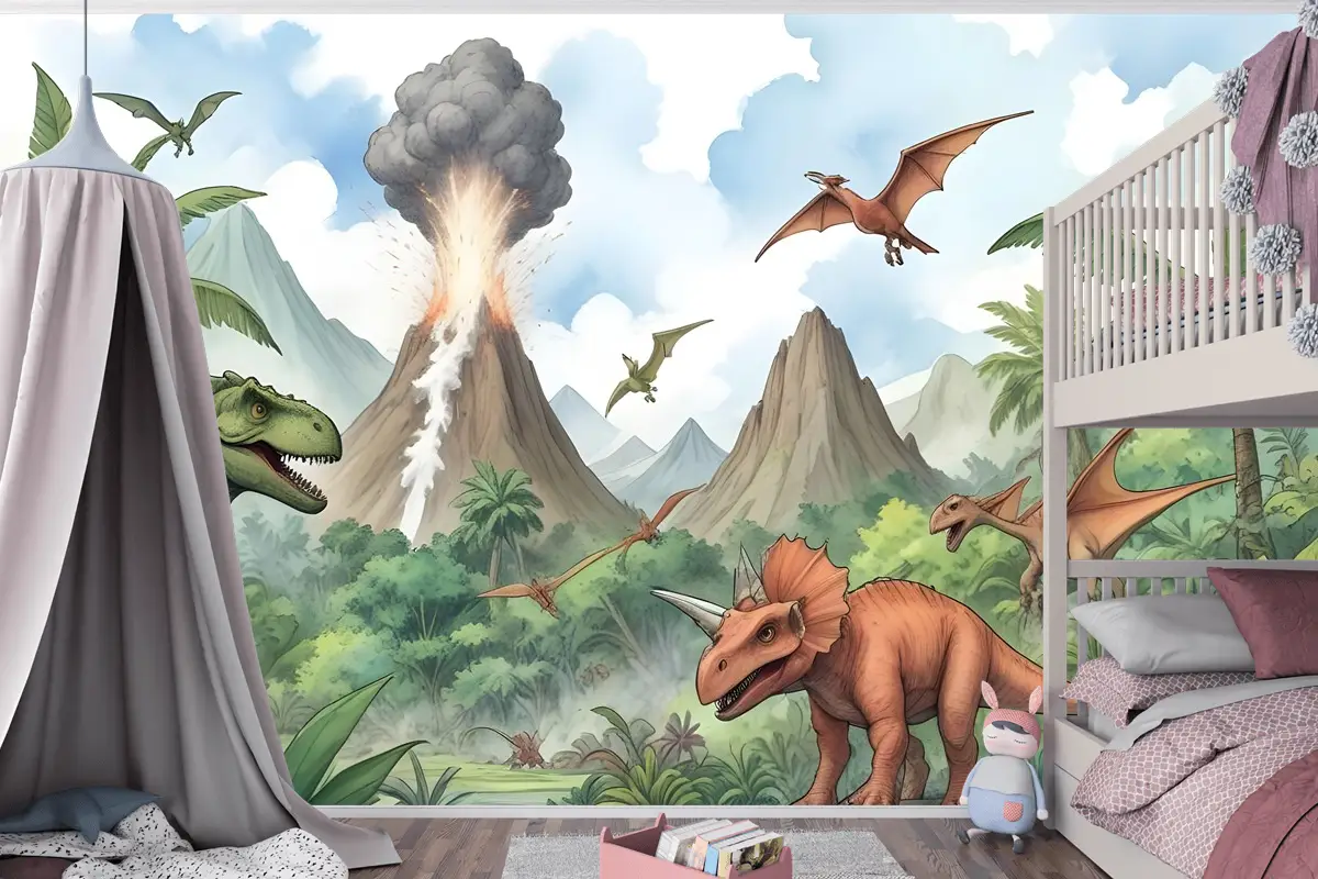 Trex Jurassic World Çocuk Odası Duvar Kağıdı  Ile Çocuk Dinozor
