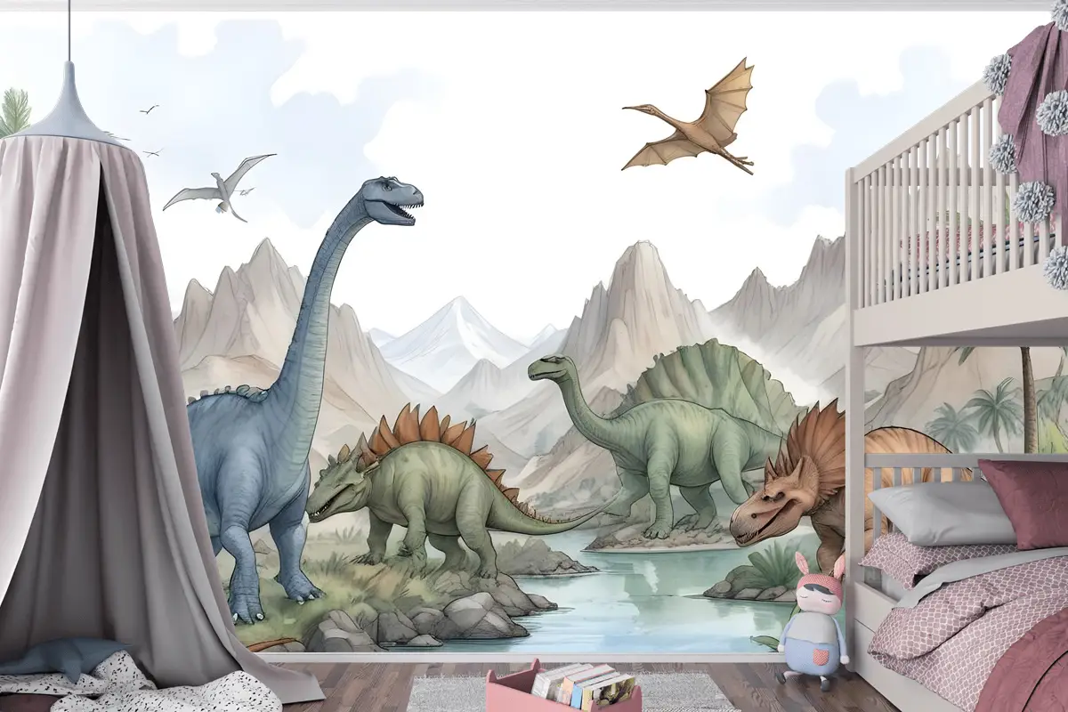 Kids Softs Dinozor Jurassic Dünya Çocuk Odası Duvar Kağıdı