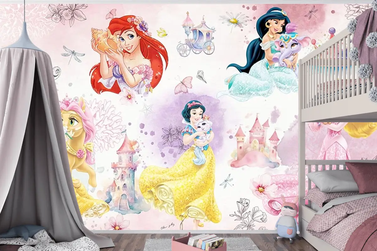 Çocuk Odası Duvar Kağıdı  Prensesler Çocuk Odası Duvar Kağıdı