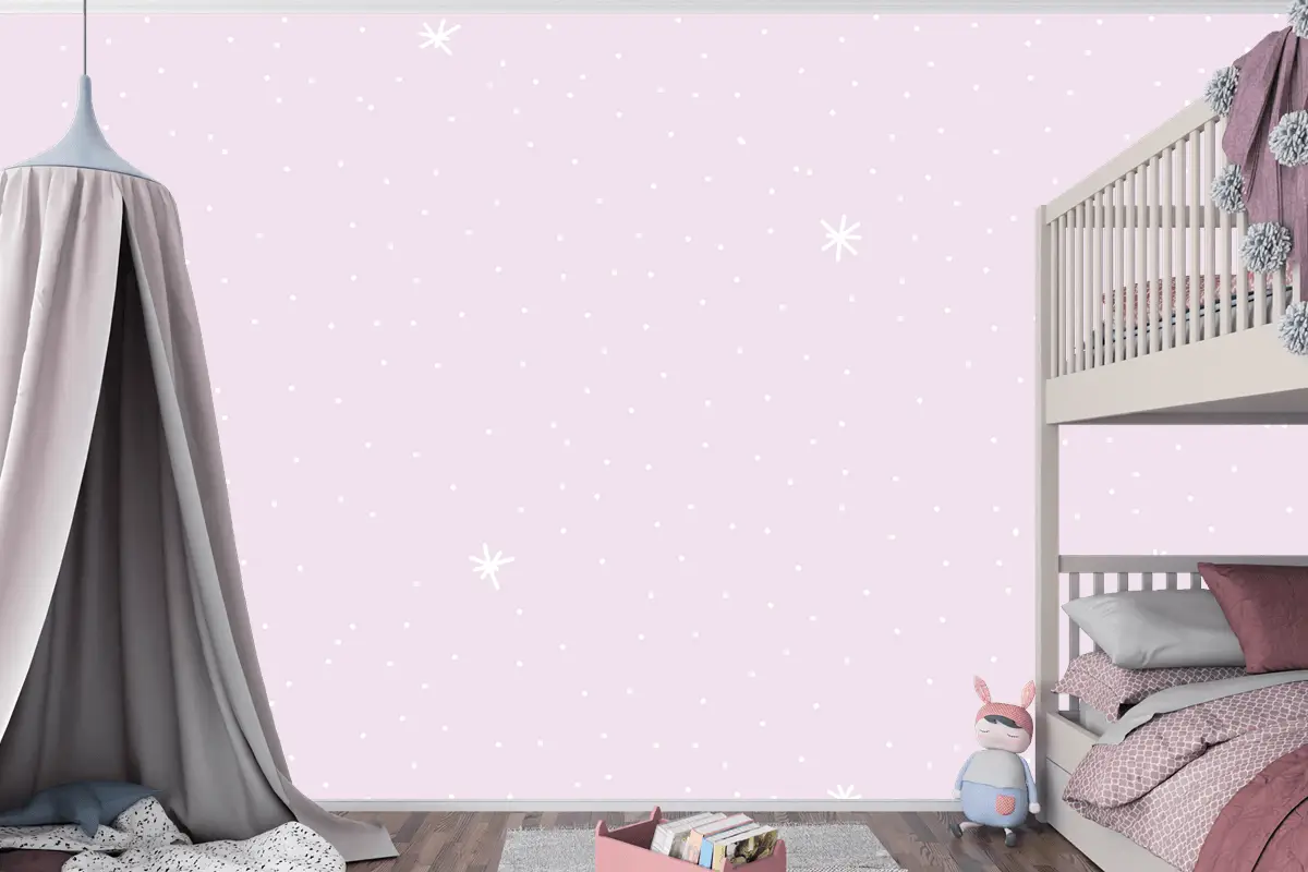 Mor Arka Planlı Minimal Yıldız Desenli Çocuk Odası Duvar Kağıdı