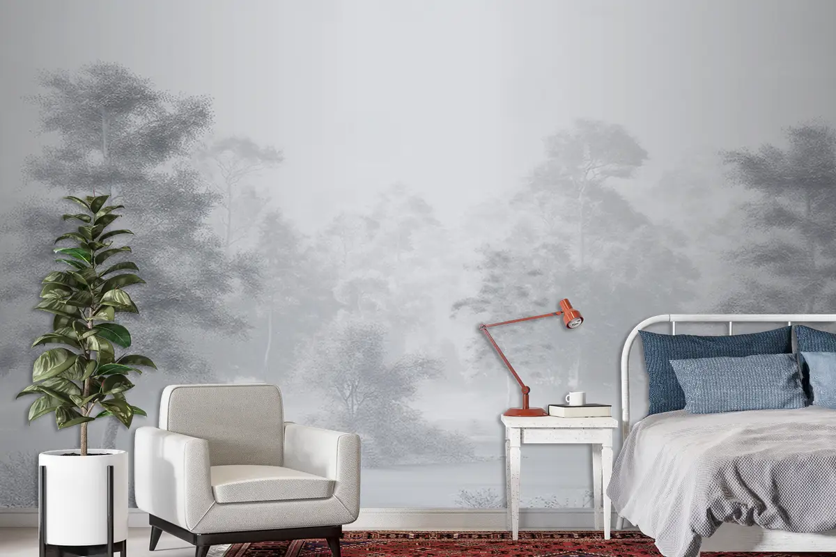 Minimalist Ağaç Desenleri Vintage Duvar Kağıdı