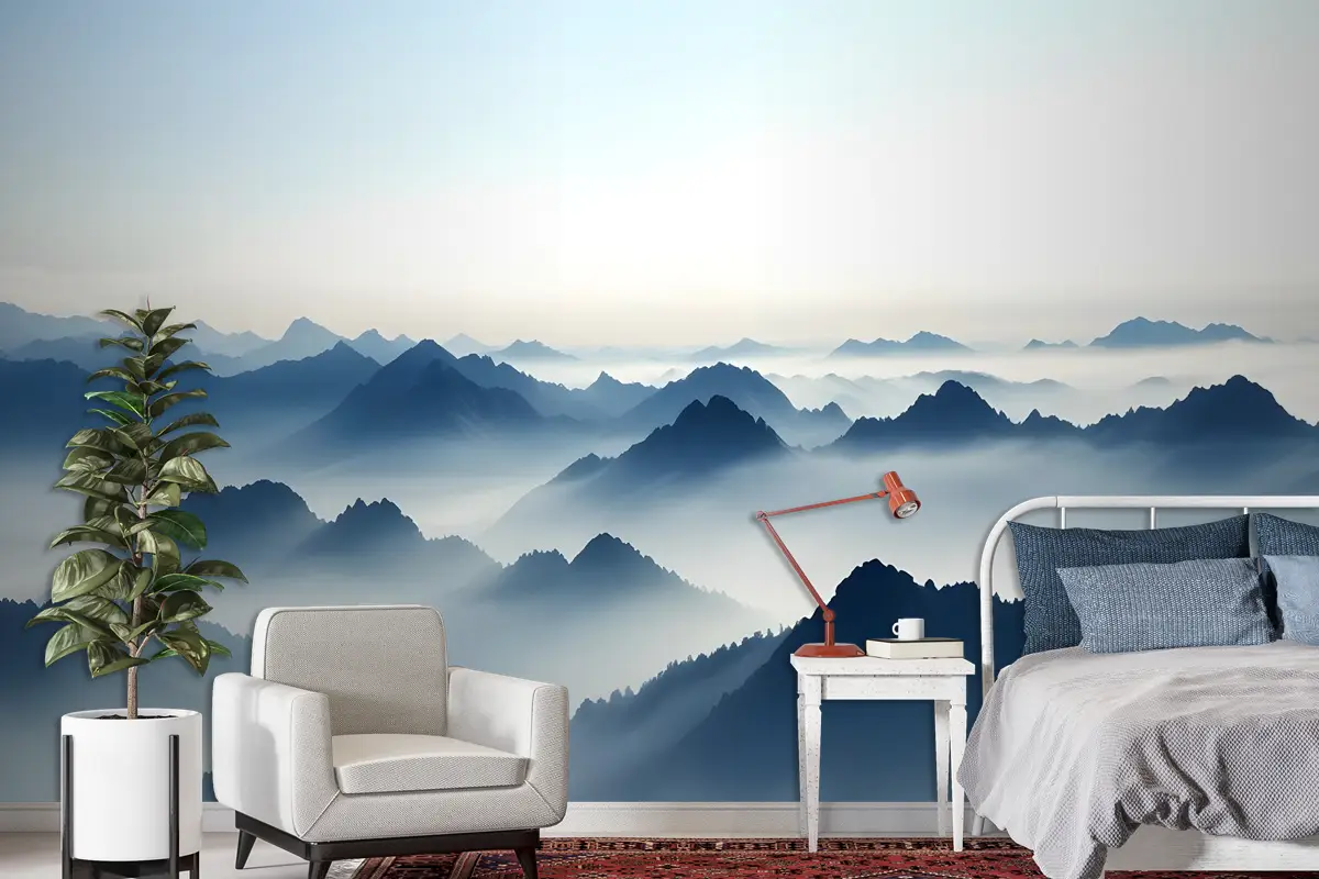 Puslu Dağ Manzarası Sis Duvar Kağıdı 
