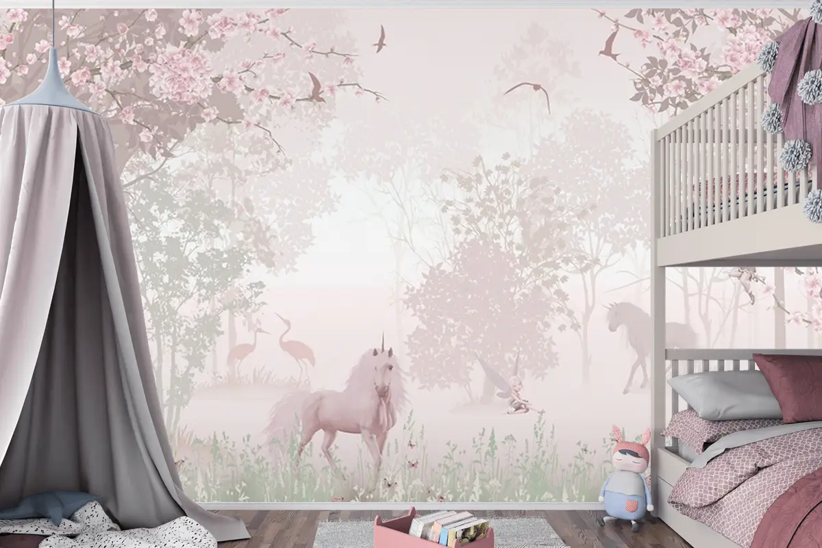 Peri Diyarı Atlar Masalsı Çocuk Odası Duvar Kağıdı