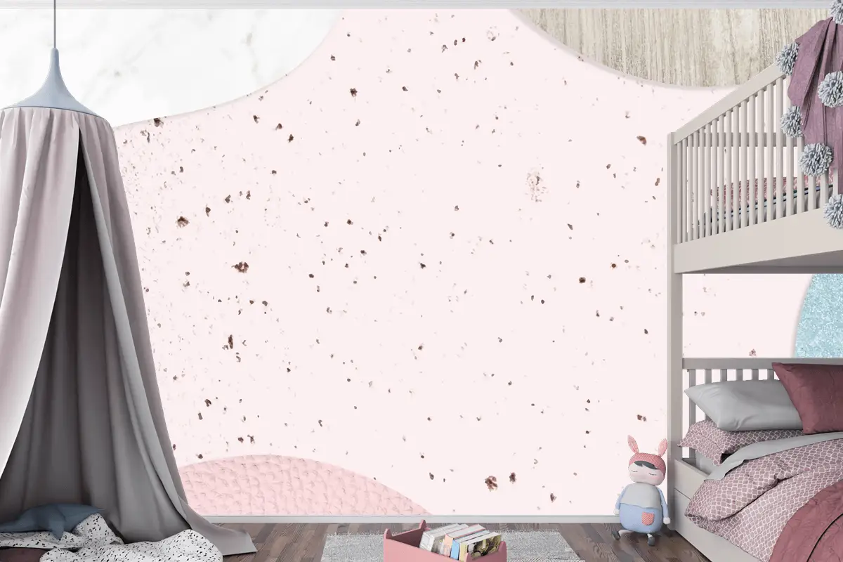 Pembe Ve Mavi Kolaj Dokulu Çocuk Odası Duvar Kağıdı