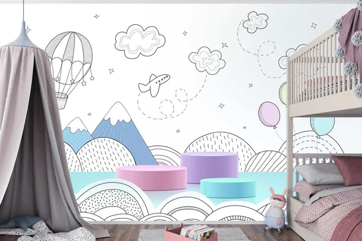 Elle Çizilmiş Hava Durumu Çocuk Odası Duvar Kağıdı  Ile Podyum