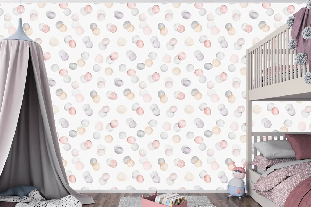 Renkli Puantiyeler Çocuk Odası Duvar Kağıdı