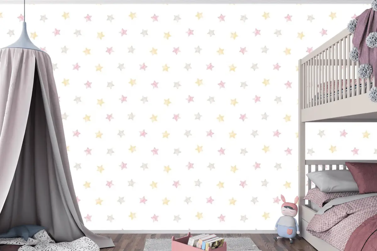 Renkli Yıldızlar Çocuk Odası Duvar Kağıdı