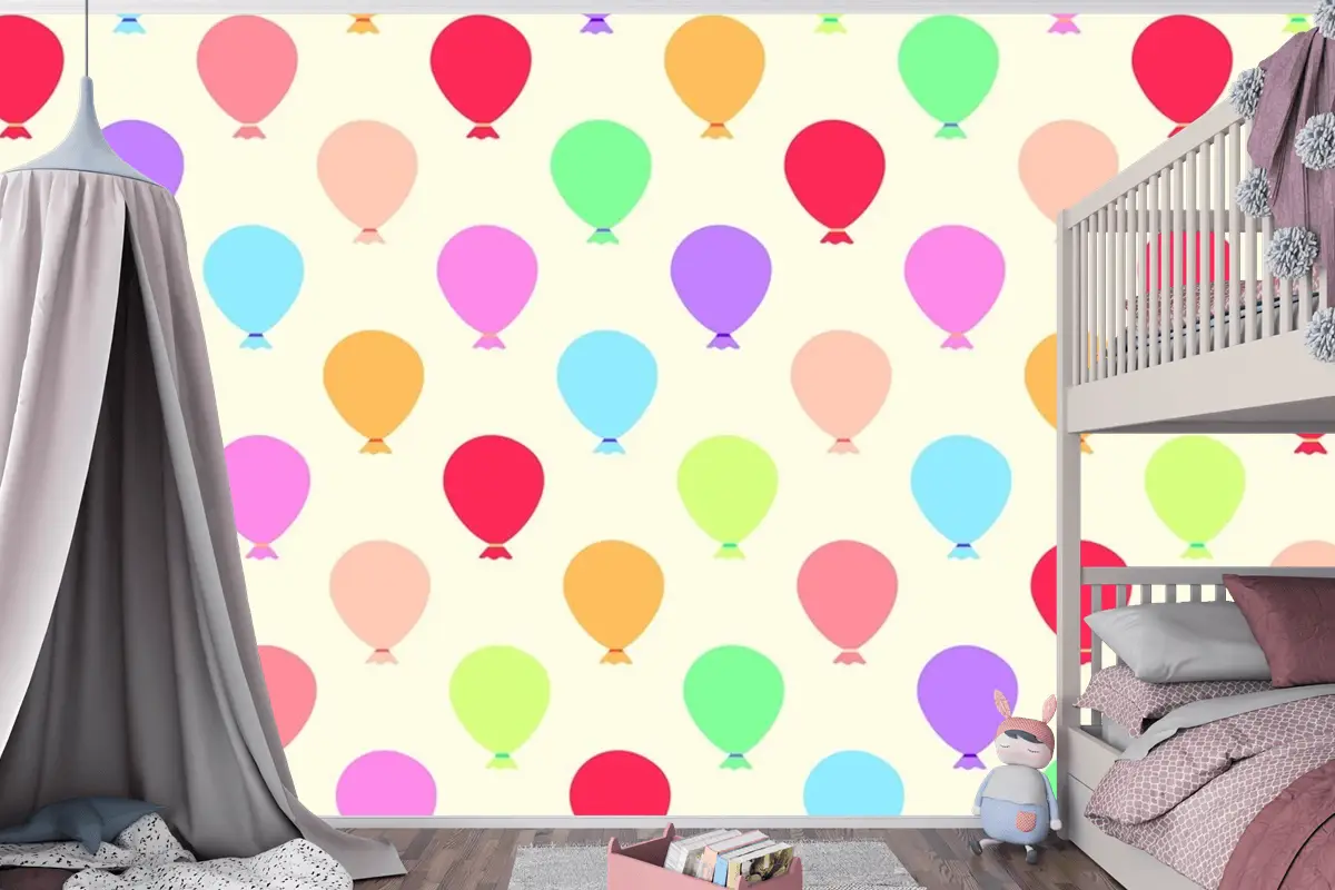 Kesintisiz Renkli Balonlar Desen Çocuk Odası Duvar Kağıdı