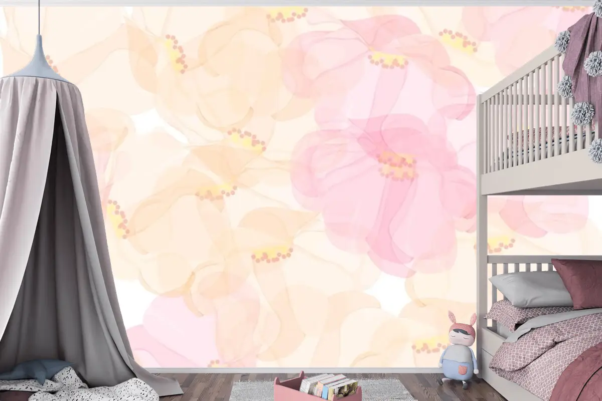 Dikişsiz Desen Çiçek Arka Plan Tasarımı Çocuk Odası Duvar Kağıdı