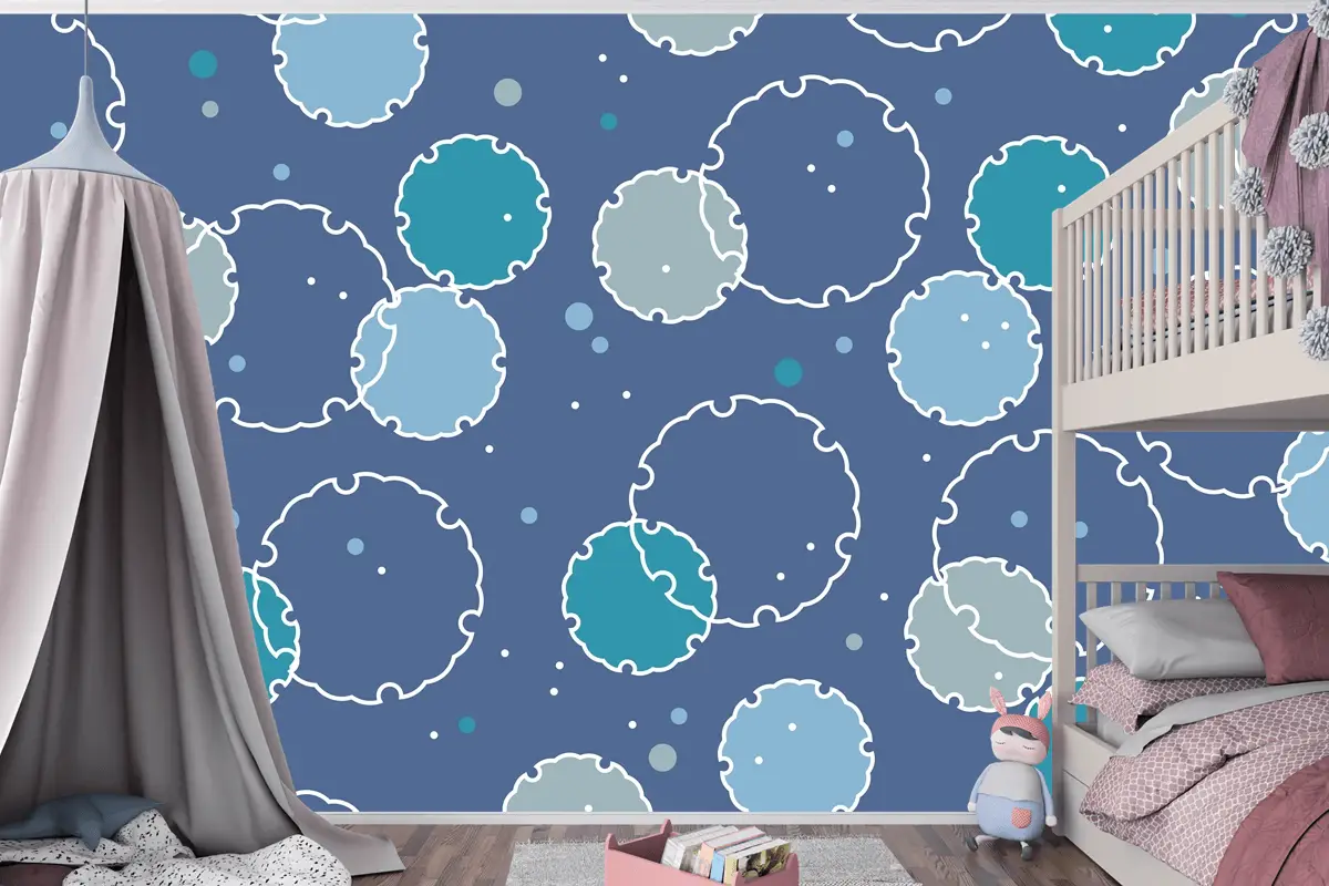 Japon Vintage Kar Grafik Sembolleri Ile Kusursuz Desen Çocuk Odası Duvar Kağıdı