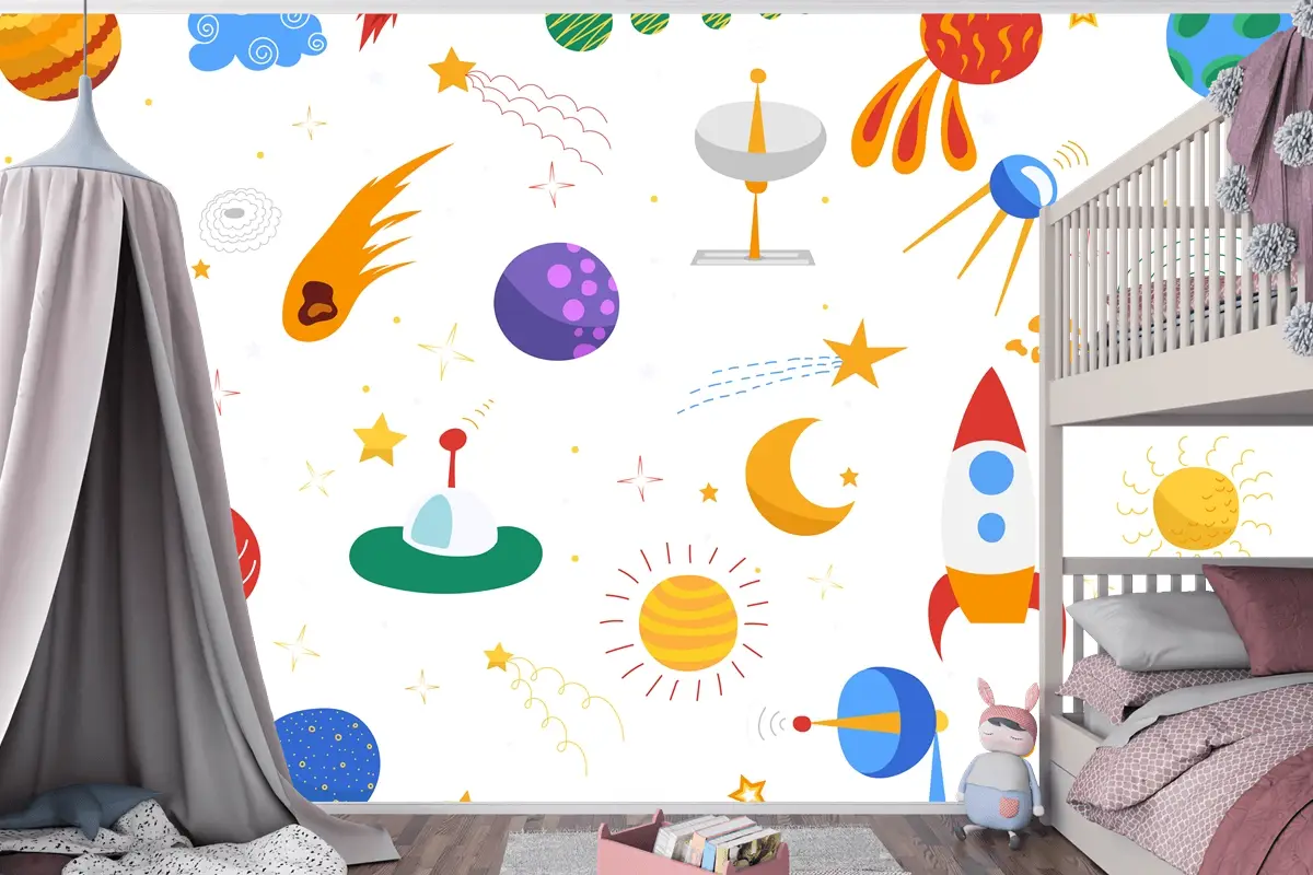 Kesintisiz Alan Arka Plan Düz Tasarım Yalıtılmış Çocuk Odası Duvar Kağıdı