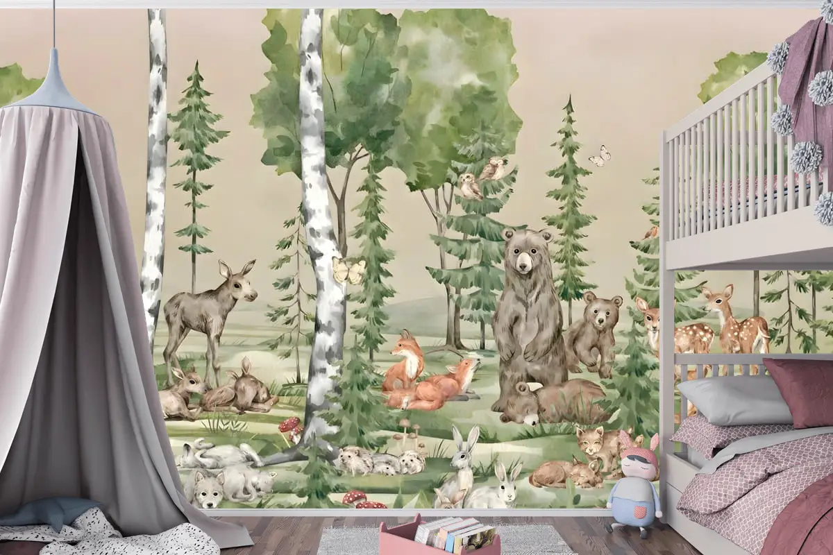 Sevimli Dostlar Çocuk Odası Duvar Kağıdı