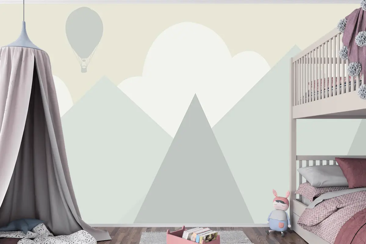Soft Renk Dağlar Çocuk Odası Duvar Kağıdı