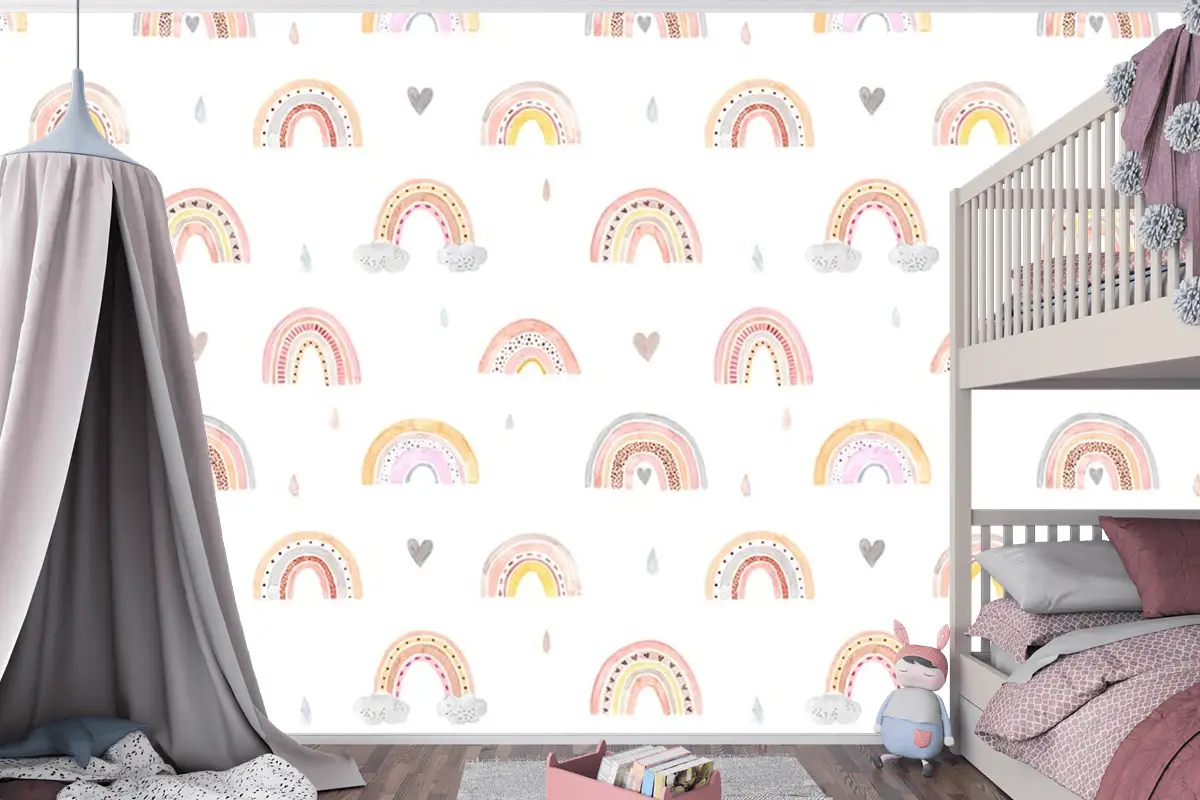 Soft Renk Gökkuşakları Çocuk Odası Duvar Kağıdı