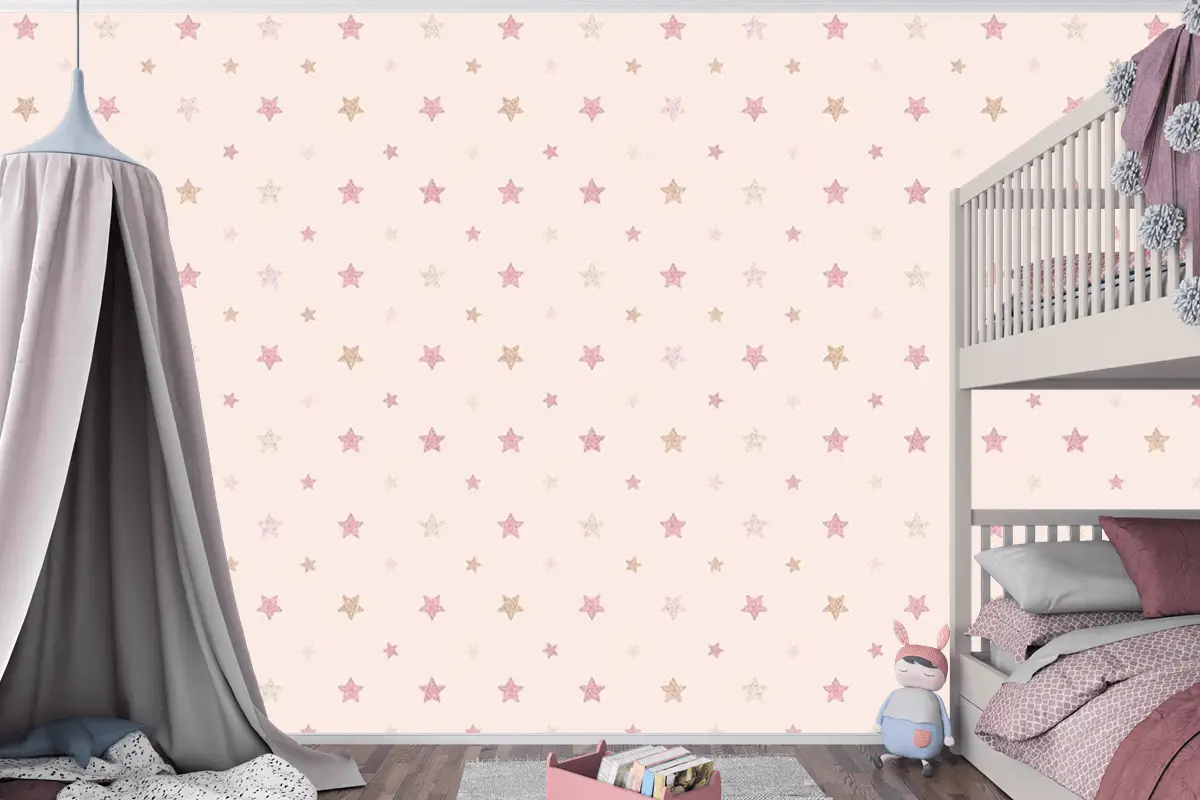 Soft Renk Yıldızlar Çocuk Odası Duvar Kağıdı