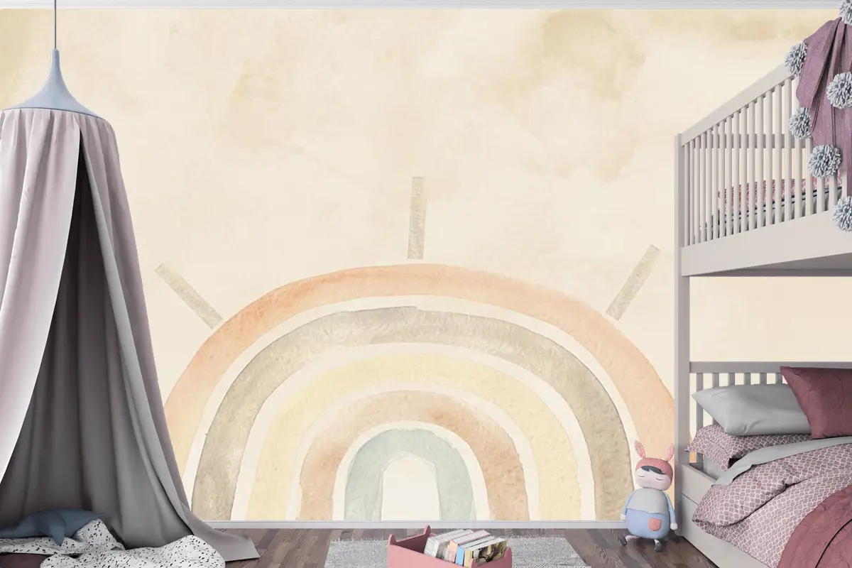 Soft Renkler Gökkuşağı Çocuk Odası Duvar Kağıdı