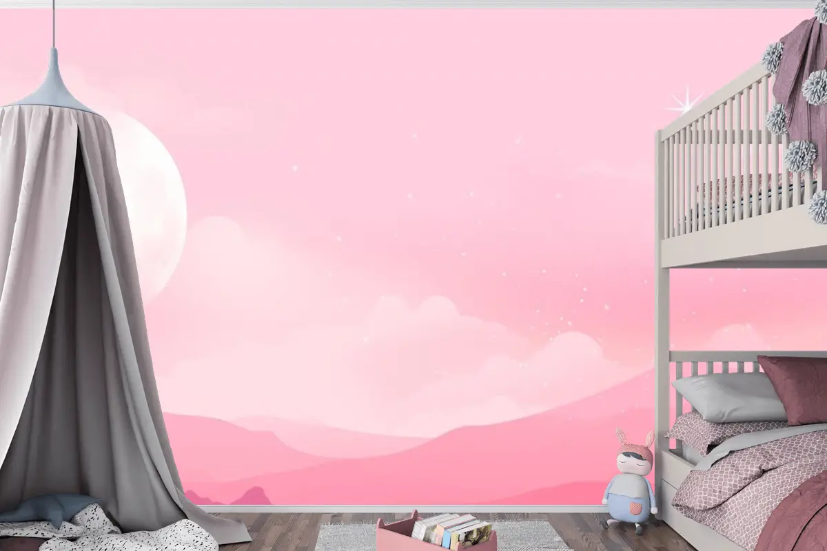 Ay Gökyüzünde Çocuk Odası Duvar Kağıdı