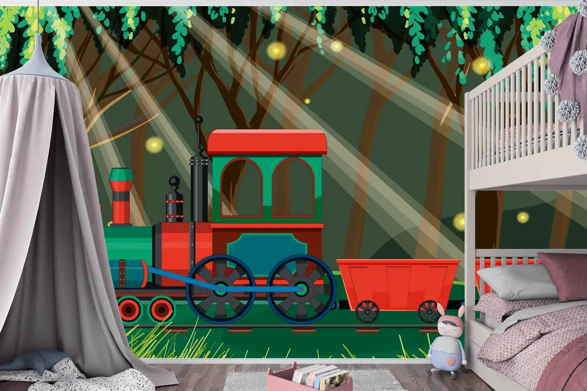 Doğal Sahne Çocuk Odası Duvar Kağıdı  Ile Tren
