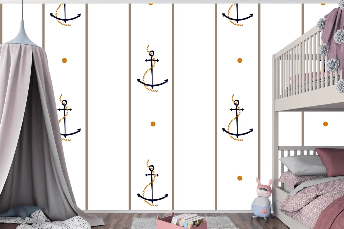 Vektör Kesintisiz Retro Desen Çocuk Odası Duvar Kağıdı