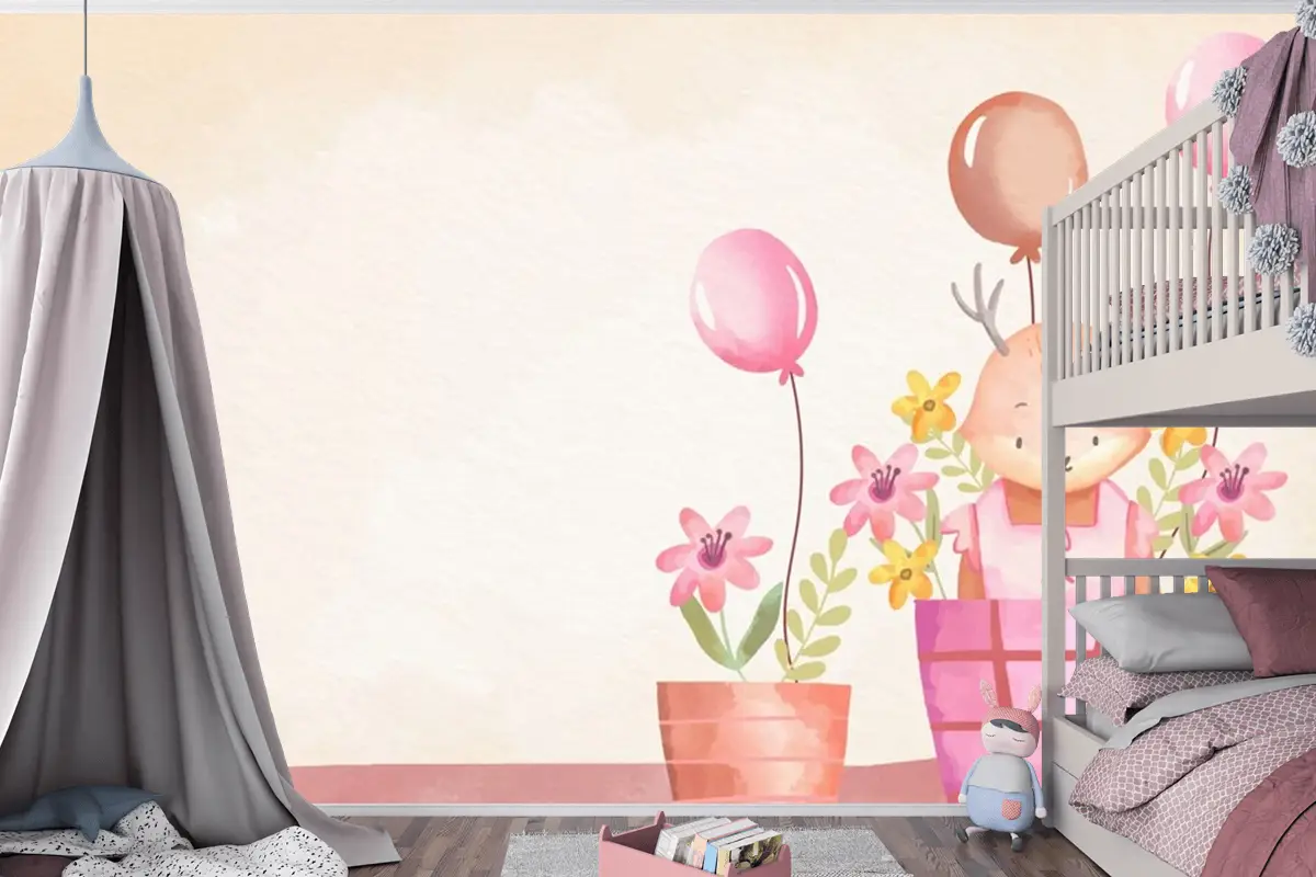 Suluboya Bebek Arka Plan Çocuk Odası Duvar Kağıdı