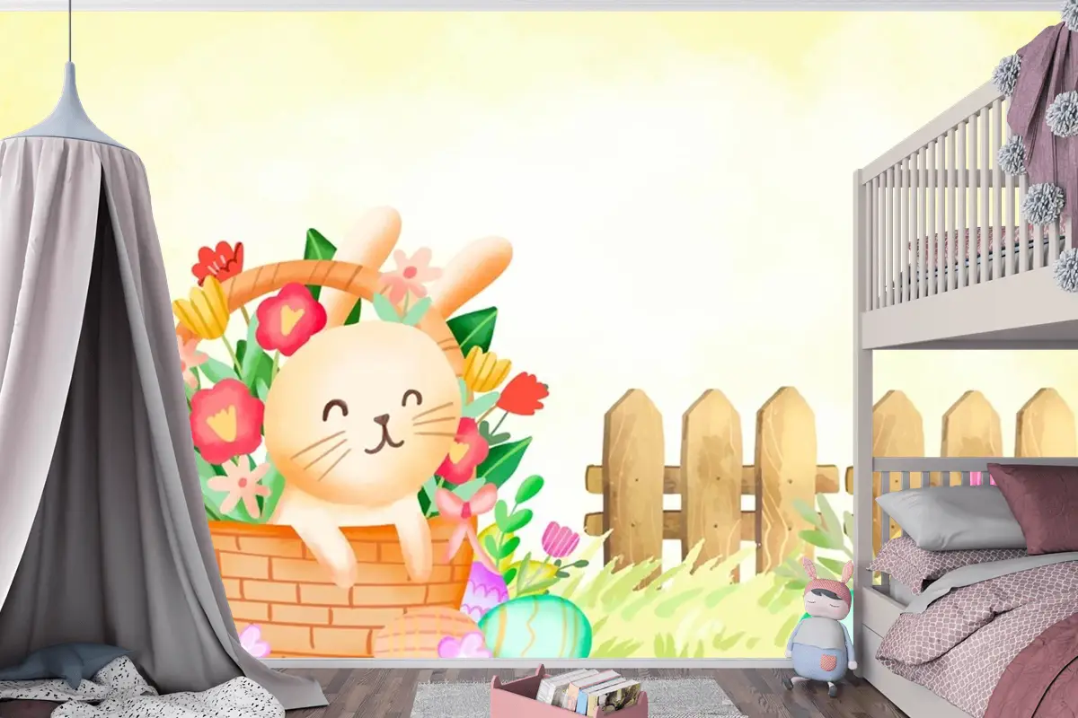 Paskalya Kutlaması Çocuk Odası Duvar Kağıdı  Için Suluboya Arka Plan