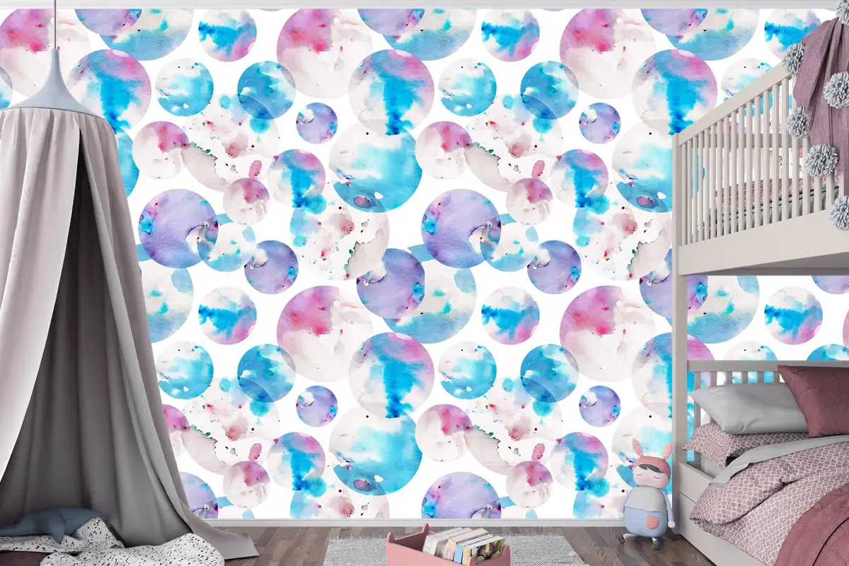 Suluboya Noktalı Desen Çocuk Odası Duvar Kağıdı 