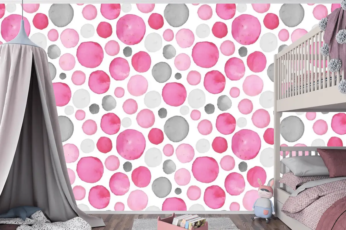 Suluboya Noktalı Desen Çocuk Odası Duvar Kağıdı 