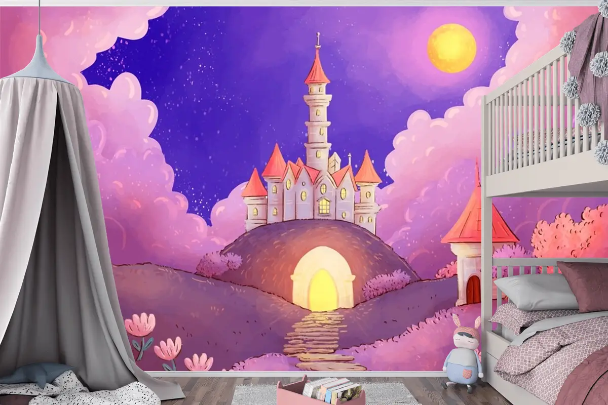 Suluboya Peri Masalı Arka Plan Çocuk Odası Duvar Kağıdı 