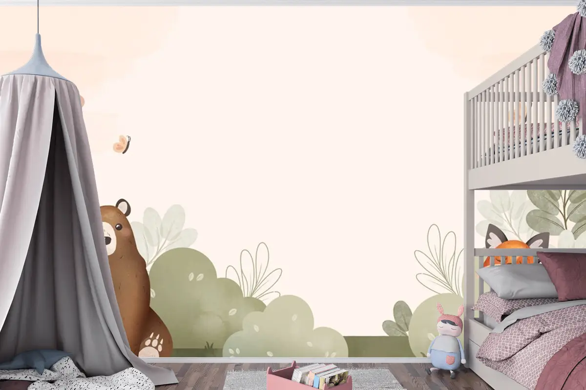 Suluboya Orman Hayvanları Çocuk Odası Duvar Kağıdı