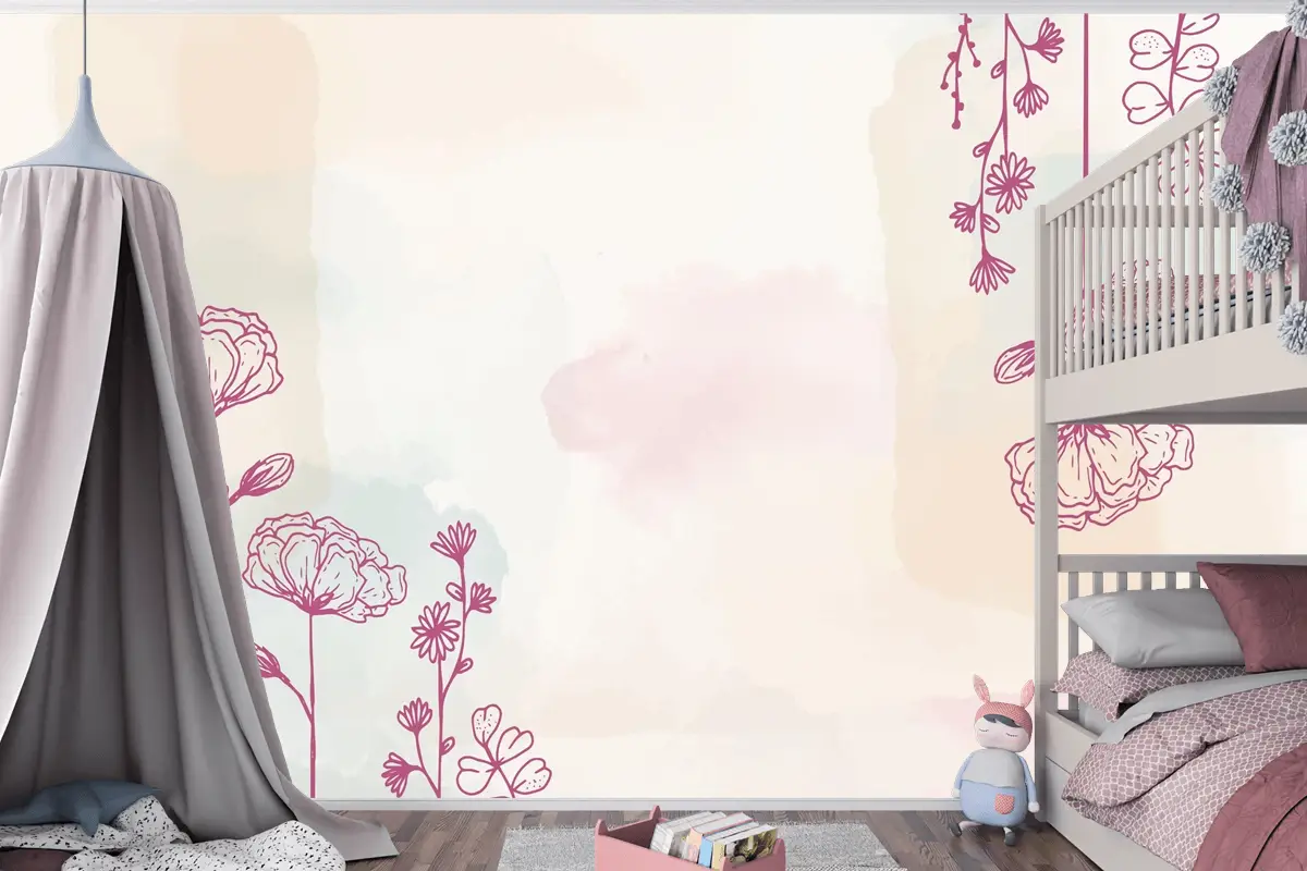 Suluboya Elle Çizilmiş Arka Plan Çocuk Odası Duvar Kağıdı