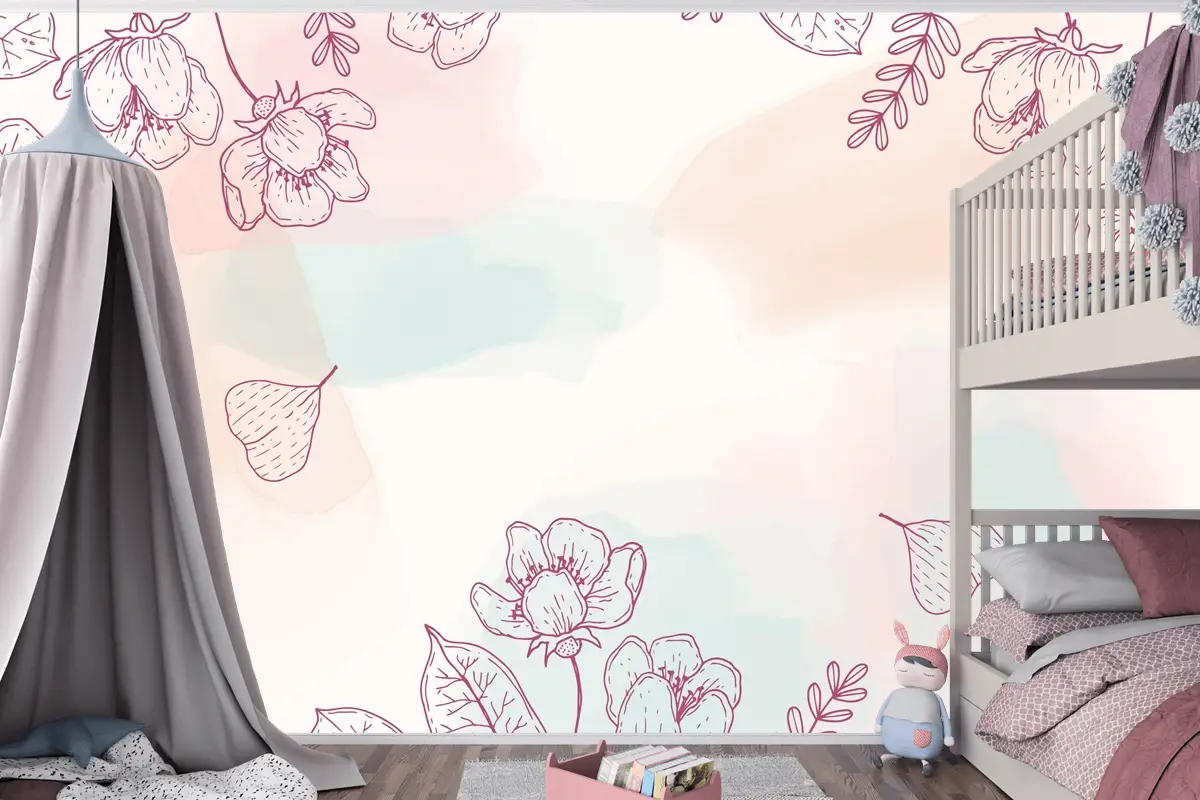 Suluboya Elle Çizilmiş Arka Plan Çocuk Odası Duvar Kağıdı 