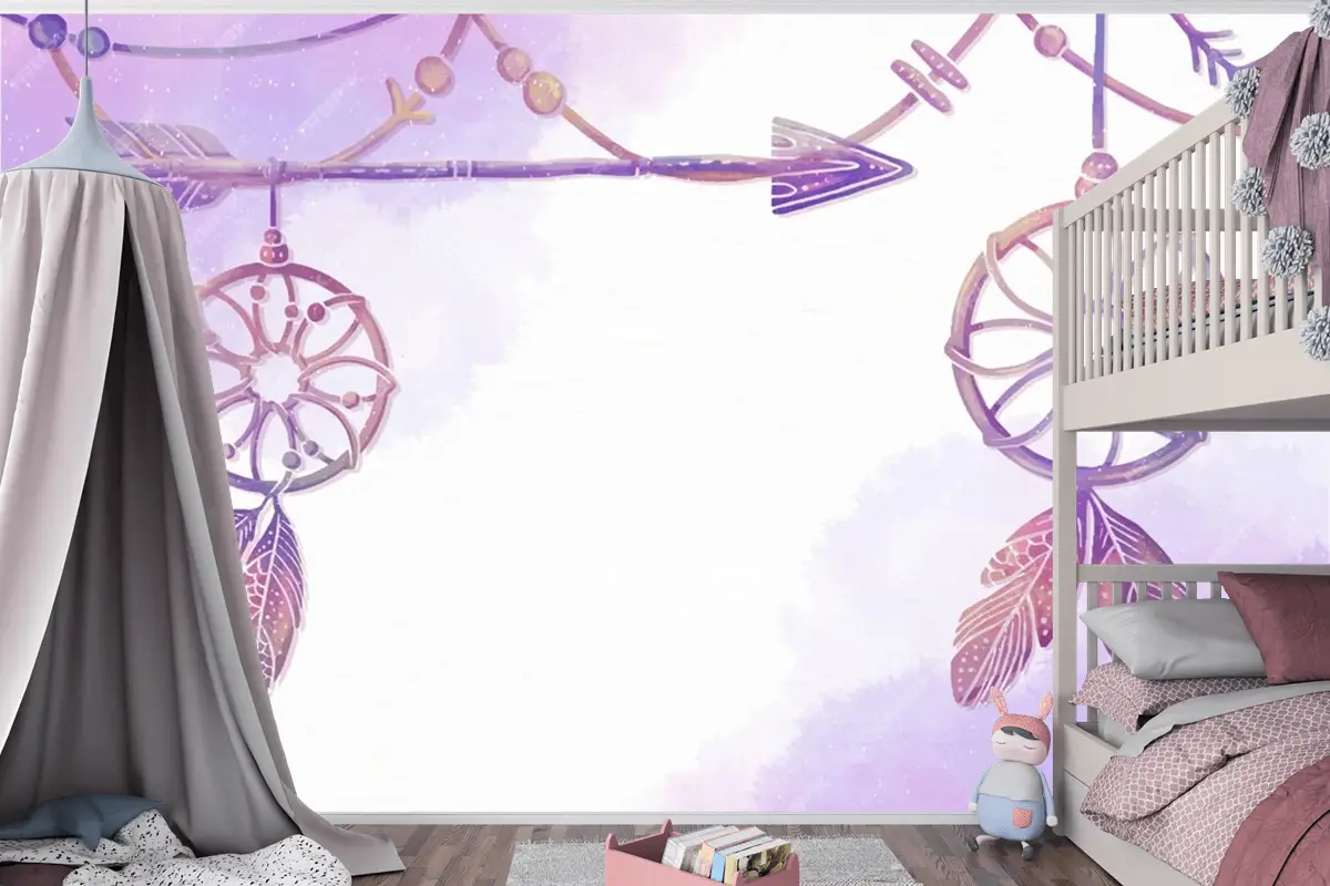 Suluboya Boyalı Boho Arka Plan Çocuk Odası Duvar Kağıdı 