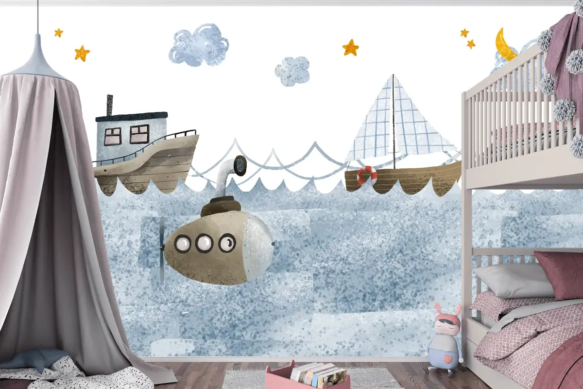 Suluboya Deniz Manzarası Çocuk Odası Duvar Kağıdı 