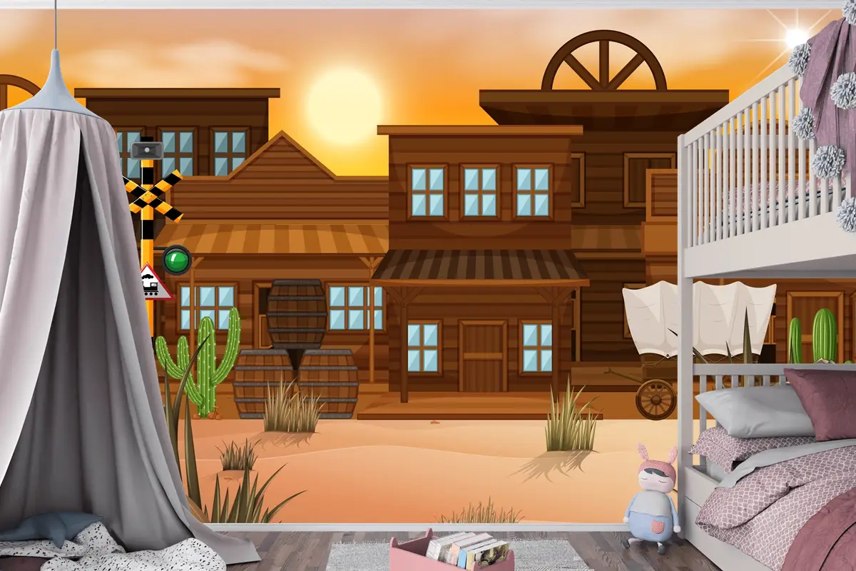 Doğada Batı Çölü Temalı Sahne Çocuk Odası Duvar Kağıdı