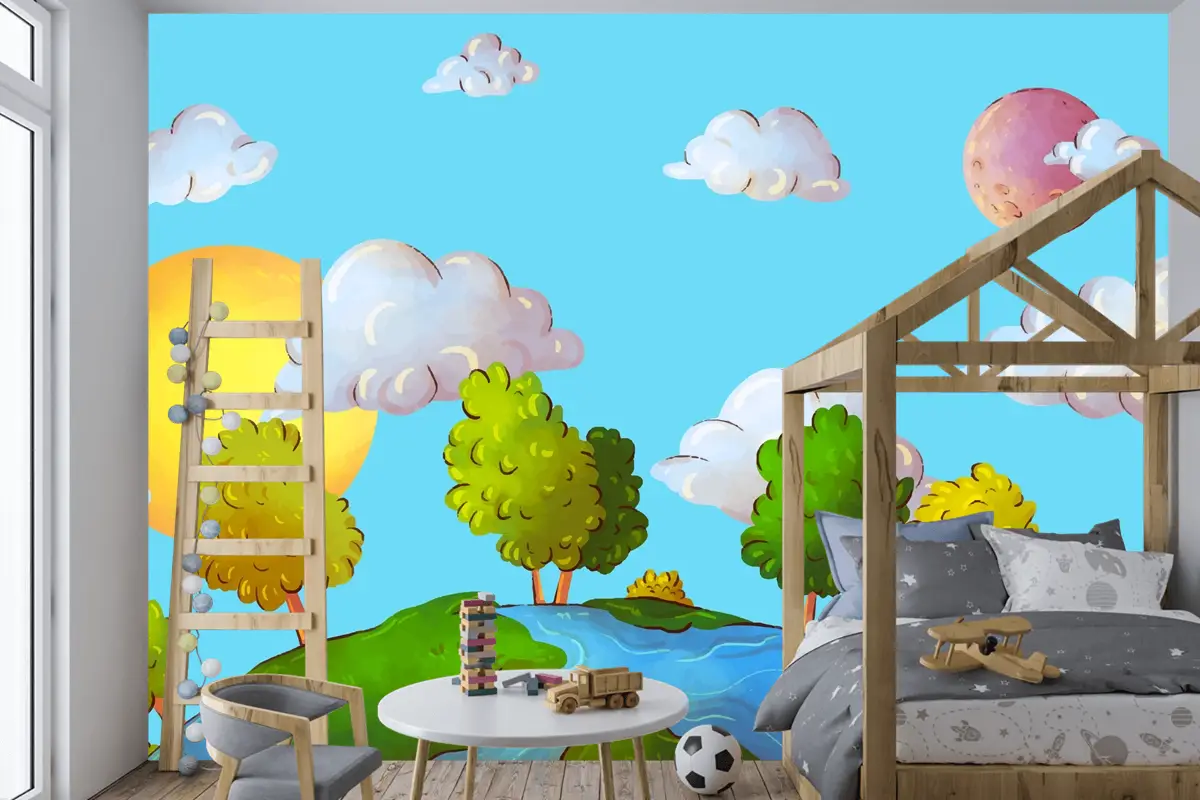 Uluslararası Orman Günü Kutlaması Çocuk Odası Duvar Kağıdı  Için Suluboya Arka Plan