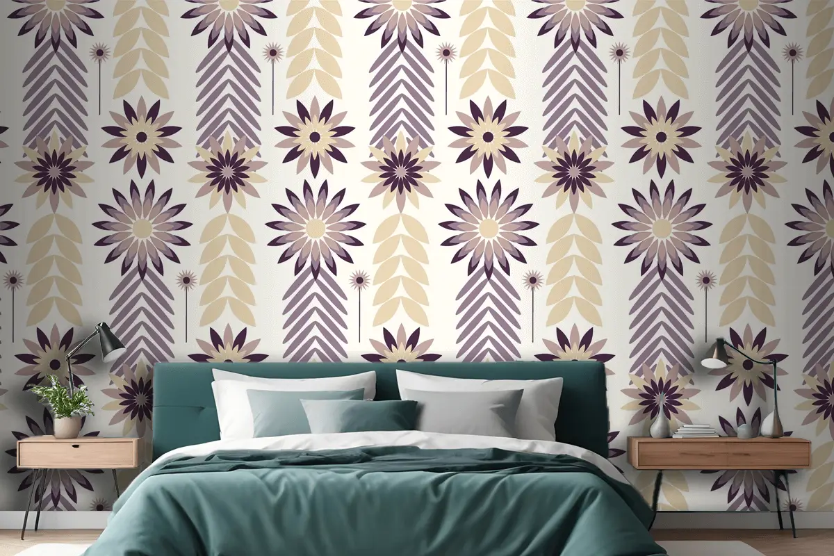 Düz İskandinav Tasarım Desenli Yatak Odası Duvar Kağıdı