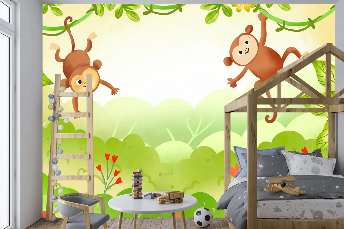 Suluboya Dünya Yaban Hayatı Günü Arka Plan Çocuk Odası Duvar Kağıdı 