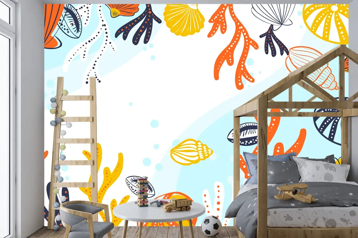 Elle Çizilmiş Su Arka Plan Çocuk Odası Duvar Kağıdı 