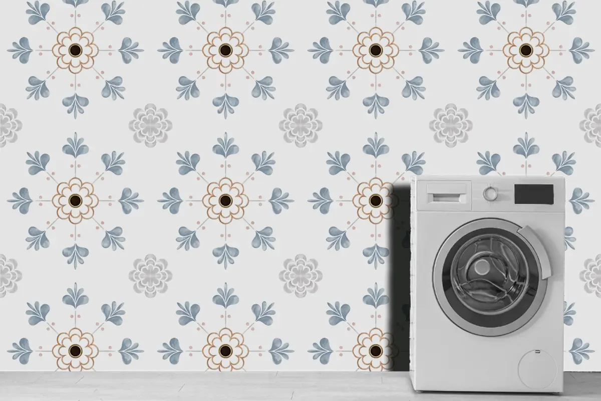 Fayans Dokulu Desen Duvar Kağıdı