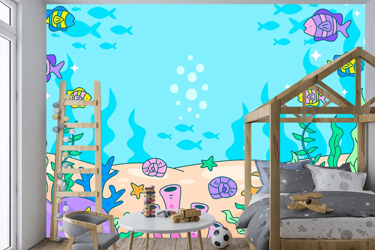 Dünya Okyanuslar Günü Elle Çizilmiş Arka Plan Çocuk Odası Duvar Kağıdı