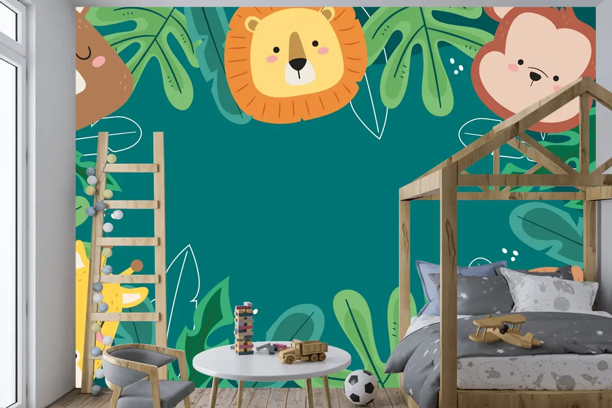 Flora Ve Fauna Çocuk Odası Duvar Kağıdı  Ile Dünya Yaban Hayatı Günü İçin Düz Arka Plan