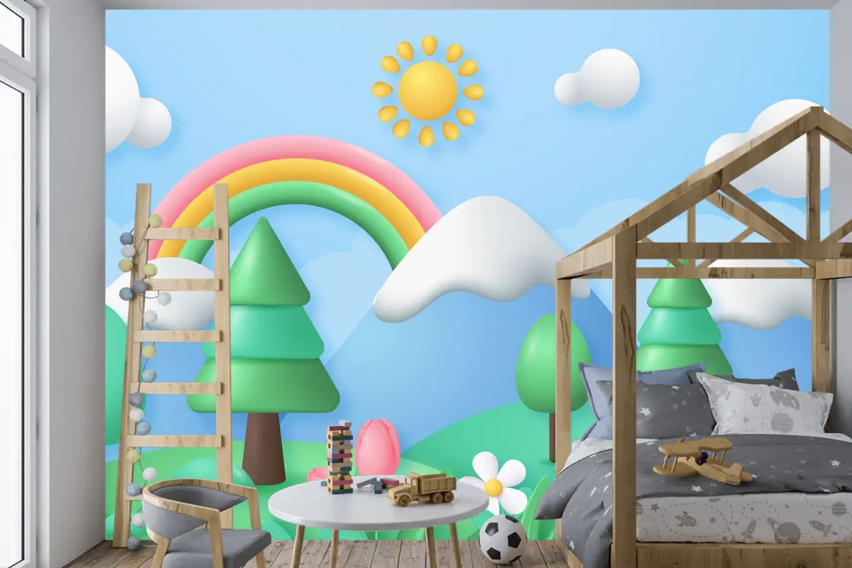 Gerçekçi Çiçek Bahar Çocuk Odası Duvar Kağıdı 