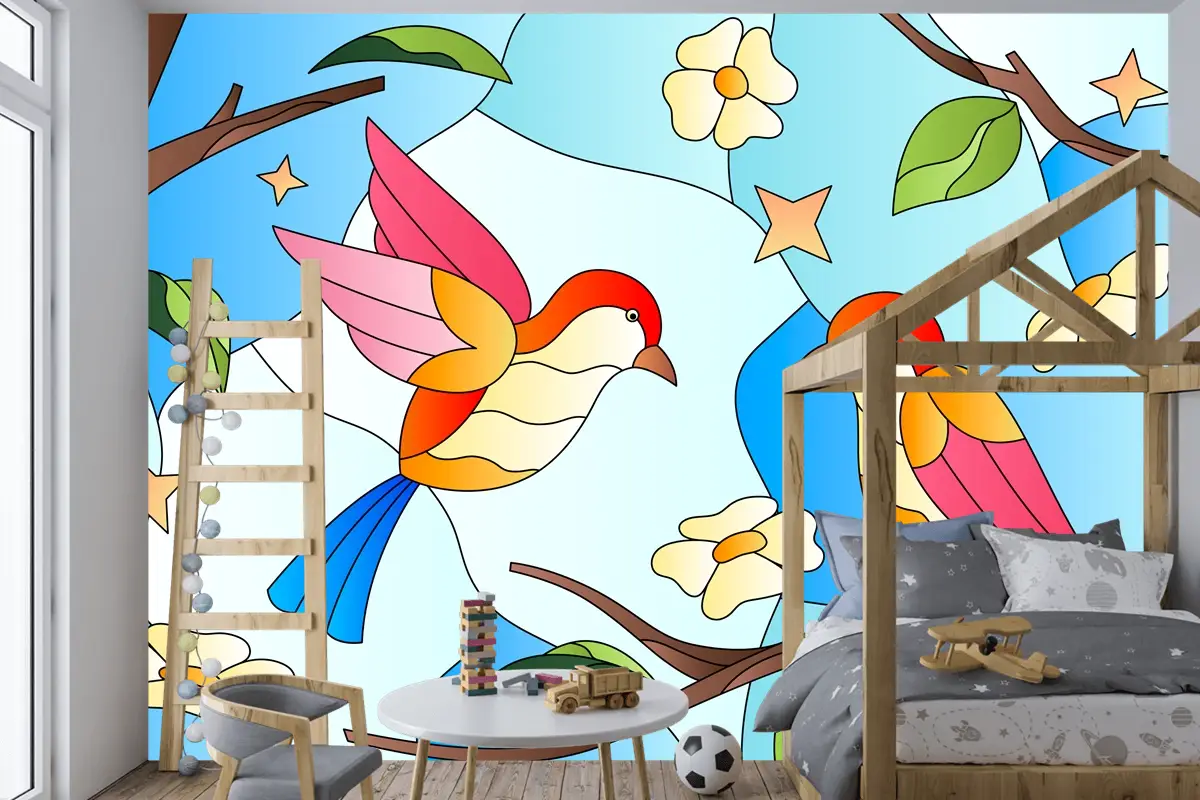 Degrade Vitray Arka Plan Çocuk Odası Duvar Kağıdı 